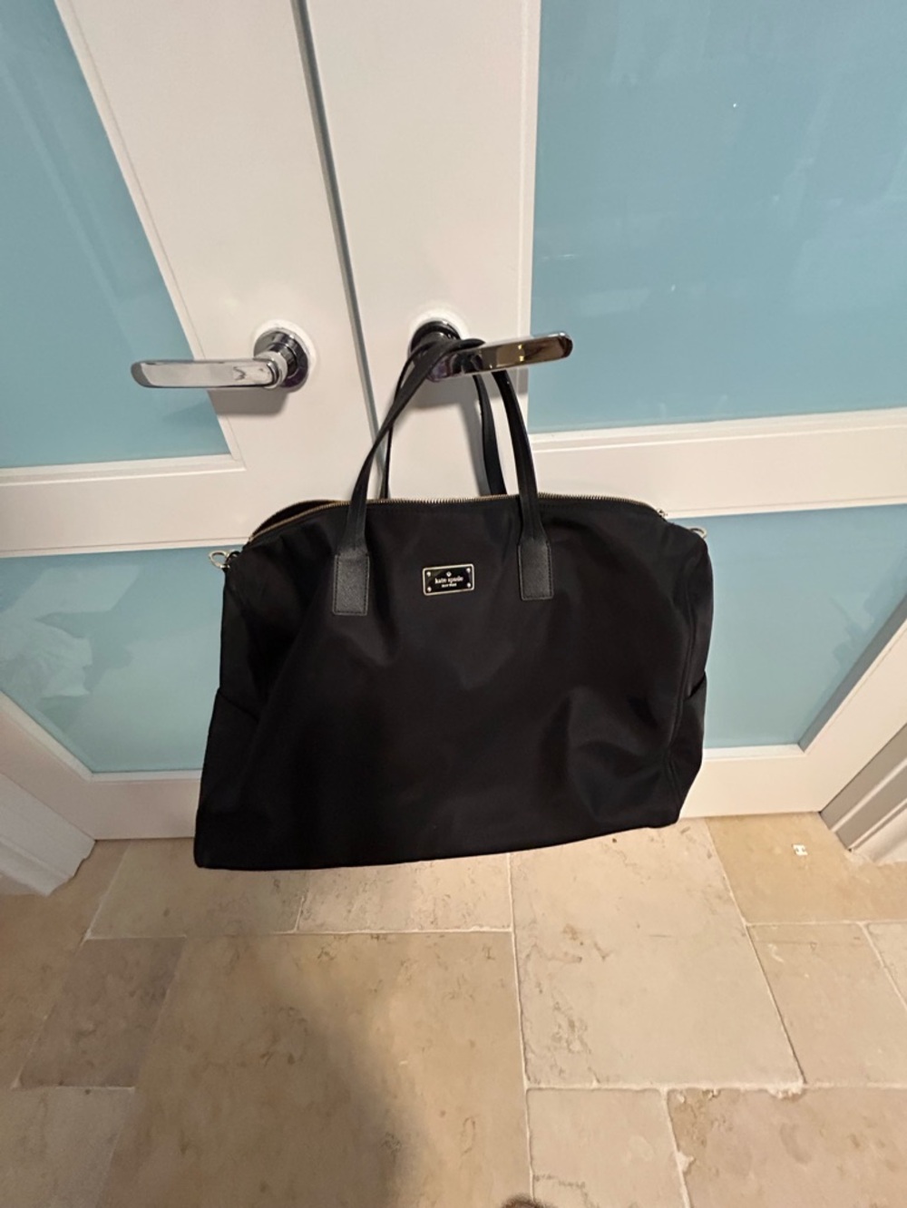 kate spade Black Nylon Duffel Bag with Leather Handles